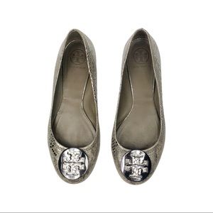 Tory Burch Reva Cobra-embossed Leather Flats